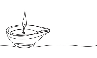 Diya Lamp Continuous Line Drawing