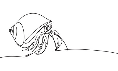 Minimalist Line Art of a Hermit Crab