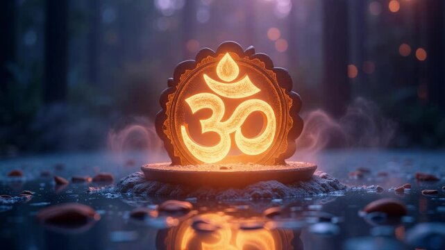 Find inner peace with this glowing Om symbol video footage, radiating calm energy and promoting relaxation and meditation in stunning 4K resolution