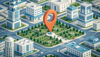 city map with pointer