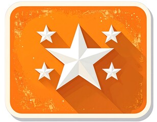Illustration of a Retro Star Badge with Shaded Effect on an Orange Background
