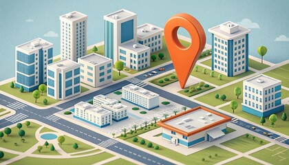 city map with pointer