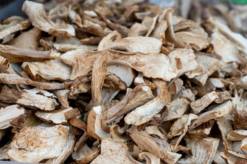 Dried mushrooms close-up