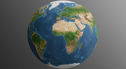Stunning 3D rendering of planet Earth showcasing continents, oceans, and intricate geographical details, perfect for global concepts and educational projects