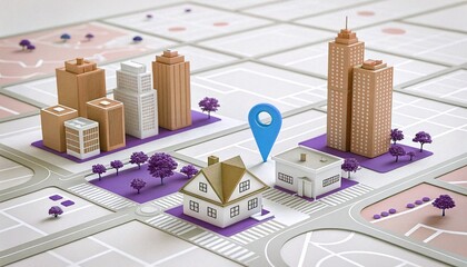 city map with pointer