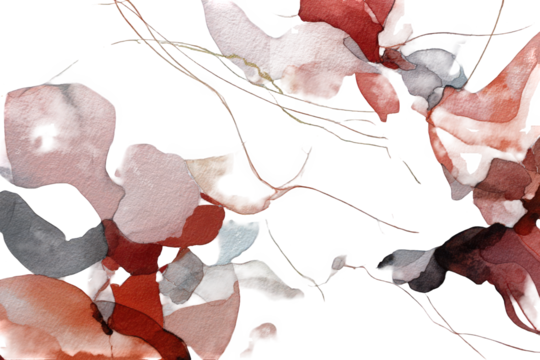 Abstract Watercolor Floral Composition with Red and Pink Petals on Transparent Background