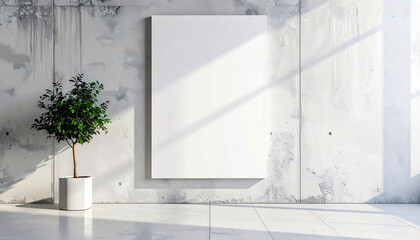 Modern graphic design with minimalist poster mockup, clean layout on textured concrete wall