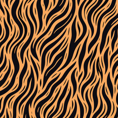 Wild tiger skin vectand illustration featuring striped animal fur texture background, perfect fand wallpaper murals, fabric prints, tiles, and artistic backgrounds.