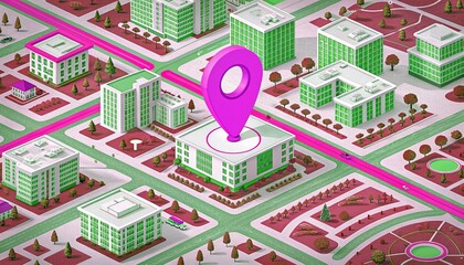 city map with pointer