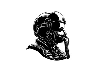 vector illustration of a fighter pilot with a white background
