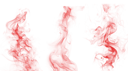 Red smoke effect isolated on transparent background for artistic design needs