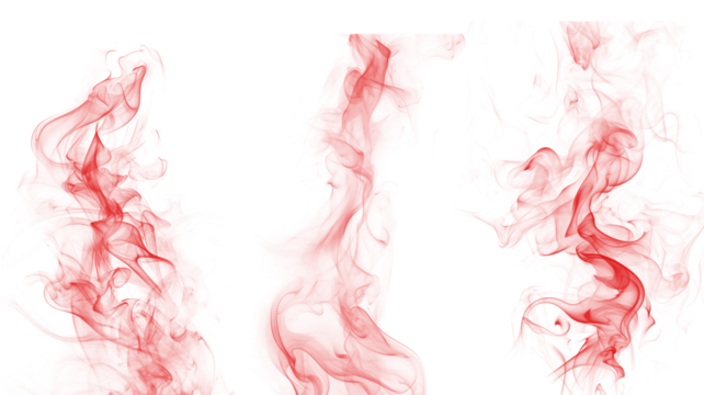 Red smoke effect isolated on transparent background for artistic design needs