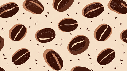 Obraz premium フラット調コーヒー豆の反復模様