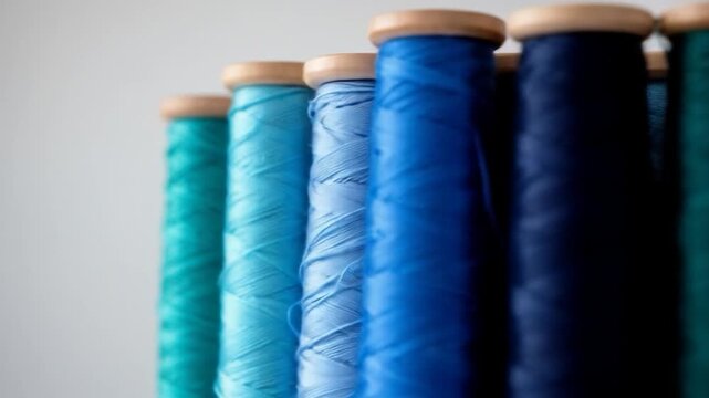 Colorful spools of thread close up for sewing or craft project