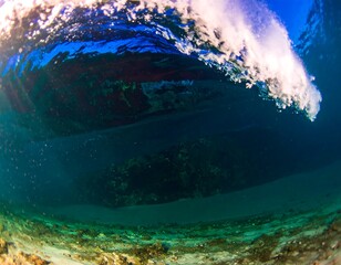 Underwater wave crashing down