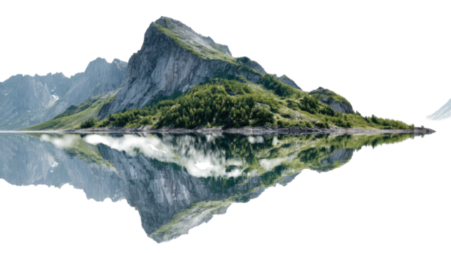 Alpine lake reflection showing beautiful mountain water landscape with scenic nature view mirrored surface tranquil outdoor environment isolated on white background
- Powered by Adobe