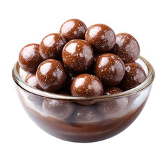 Obraz premium Chocolate Malt Balls in a bowl. isolated on transparent background