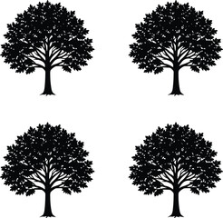 Premium vector identical silhouettes tree on white background illustration. 