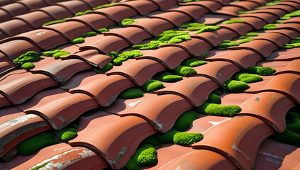 Red roof tiles on an old house
