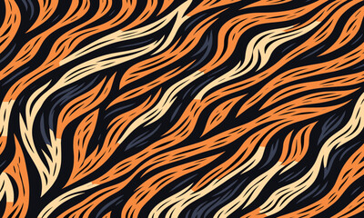 Tiger skin pattern illustration vectand with wild animal fur stripes and texture background, ideal fand fabric prints, wallpaper, tile surfaces, and creative projects.