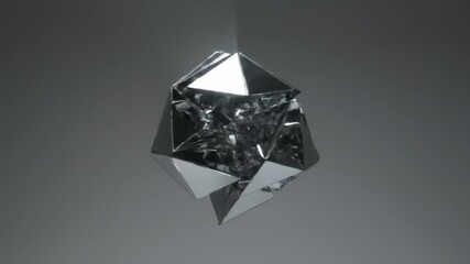 Futuristic Geometric Abstract Object Spinning with Brilliant Reflections - Powered by Adobe