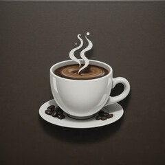 Obraz premium A steaming cup of hot coffee with roasted beans on a saucer, perfect for a morning beverage or a cozy break