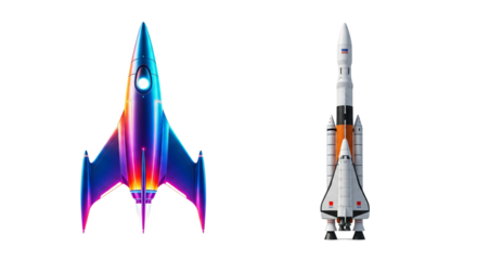 Futuristic Rocket Bundle isolated on transparent background