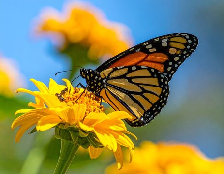 Monarch butterfly on a yellow flower (1)