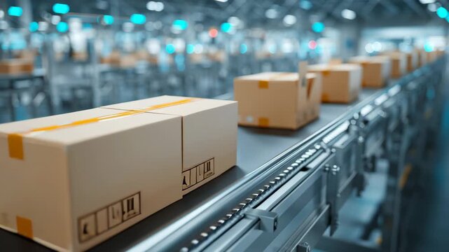 Conveyor package shipping automation logistics warehouse box packaging manufacturing decline of manual packing shows modern