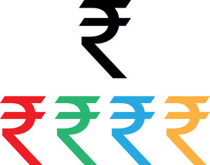 Colorful indian rupee icon set in different colors . India currency icon . Rupee icon . Vector
