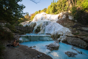 Naklejka premium Hot springs at Bagni San Filippo, town in the province of Siena, Italy 