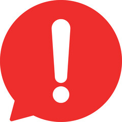 Red exclamation speech bubble icon . Hazard warning icon . Attention icon . Vector illustration