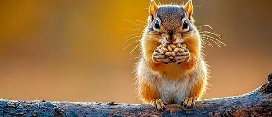 Obraz premium Squirrel gathering nuts forest clearing wildlife photography autumn setting close-up perspective nature's beauty