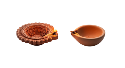 Festive Diya Candle Bundle isolated on transparent background