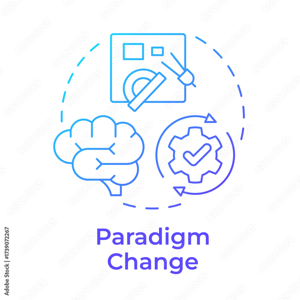Wall mural paradigm change blue gradient concept icon. fundamental transformation. innovation management type. 
