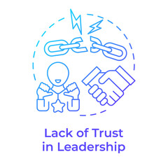 Luck of trust in leadership blue gradient concept icon. Organization management problems. Barrier to change. Round shape line illustration. Abstract idea. Graphic design. Easy to use in presentation