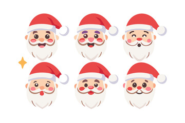 Santa claus head collection for christmas