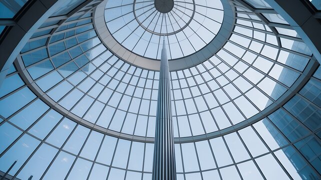 Looking Up Through A Glass Dome Atrium ceiling architecture.