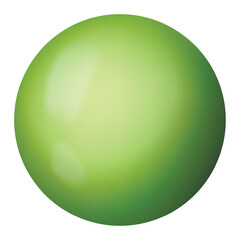 Glass green ball or precious pearl. Glossy realistic ball, 3D abstract vector illustration highlighted on a white background. Big metal bubble with shadow.