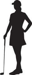 Dynamic black silhouette of a woman golfer in action representing sport and athleticism