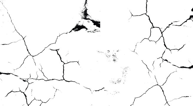 A textured background featuring a pattern of black cracks on a white surface, creating a striking contrast. Ideal for use in design and artistic projects. Vector