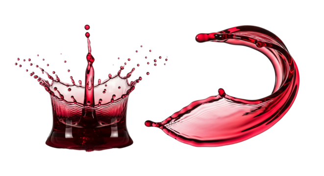 Dynamic Red Wine Motion Bundle isolated on transparent background