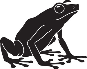 Elegant Frog Silhouette Illustration on White Background Captivating Amphibian Art in Black and White Minimalist Design
