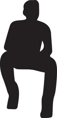 Silhouette of a Person Sitting with Knees Bent, Creating an Abstract and Minimalist Aesthetic Black Figure with Simple Details