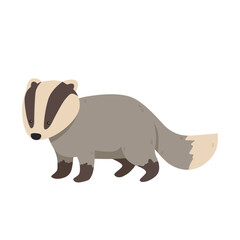 Fototapeta premium Cute badger vector illustration showcasing a side profile view on a white background. Perfect for educational materials, wildlife-themed designs, and children s art projects.