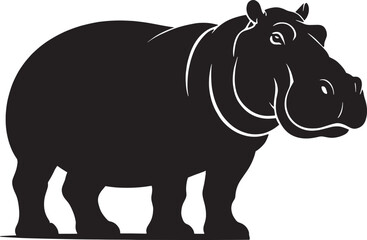 Simple Silhouette of a Hippopotamus Vector Illustration Showing African Wildlife and Animal Conservation with a Strong Graphic Design Aesthetic