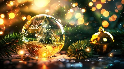 Festive Christmas Decorations with Glittering Ornaments and Sparkling Lights for Holiday Celebration