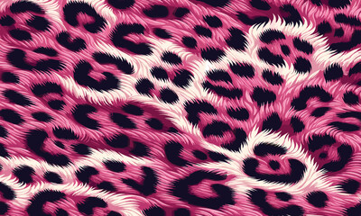 Pink leopard animal skin pattern with exotic fur details, designed for fashion projects, modern wallpaper, and camouflage.
