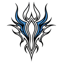 Tribal flame tattoo design with blue accents energetic abstract symbol of power strength and fiery spirit adorning skin