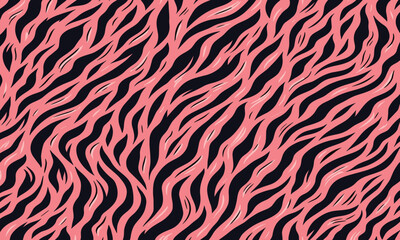 Pink tiger striped animal skin texture background pattern vector illustration, perfect for wallpapers, fabrics, stylish prints, and decorative art. © Ube